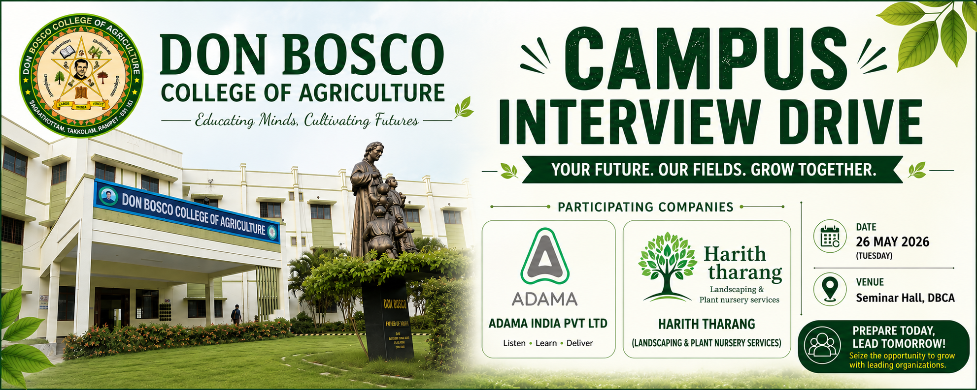 Campus Interview Drive at Don Bosco College of Agriculture